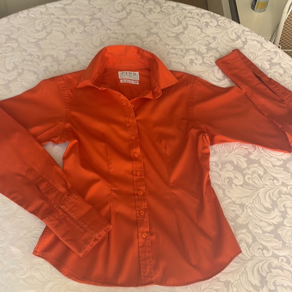 Thomas Pink Superfine Two-Fold Tangerine Button Down Cuff Dress Shirt - Picture 6 of 9